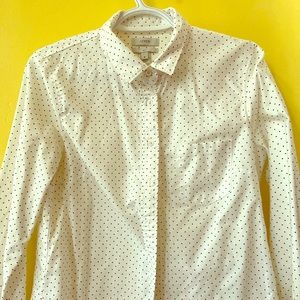J Crew black polka dot button down shirt